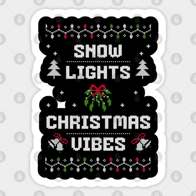 Snow, Lights, Christmas Vibes Holiday Tee Sticker by TurnEffect